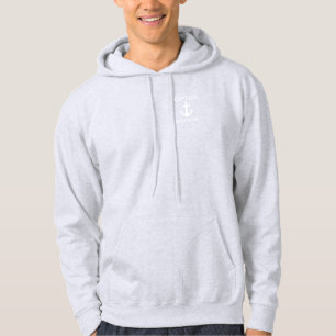 Seekapitän Boat Name Anchor Blue Hoodie