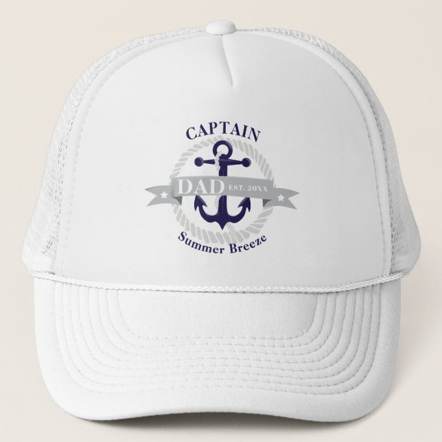 Seekapitän Dad Est des BLAU-Anchor|. Jahr Truckerkappe (Vorderseite)