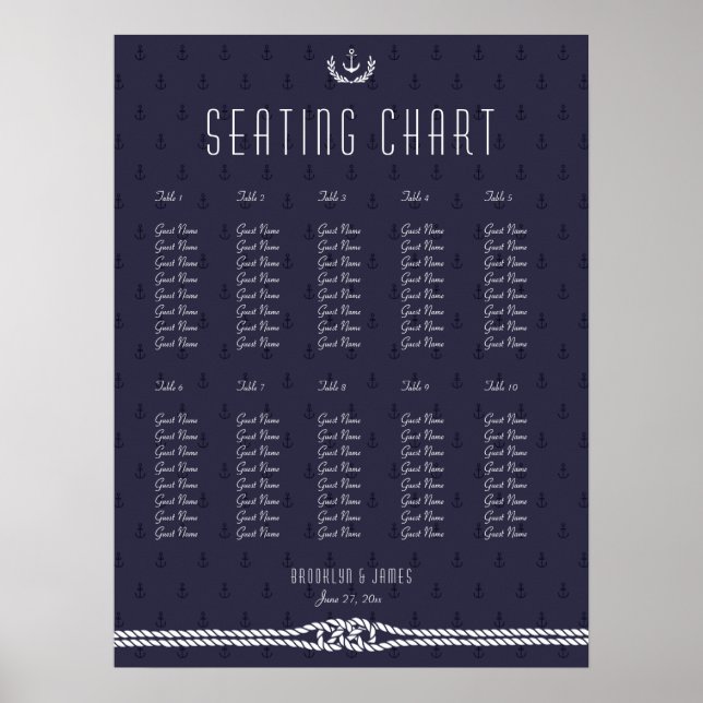 Seekarte 18x24 Blue Anchors Poster (Vorne)