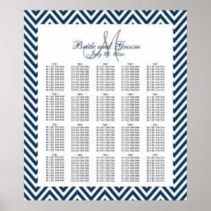 Seekarte 200 Zickzack Hochzeitssitze in Navy Blue Poster