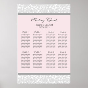Seekarte 8 Tische Rosa graue Damaskus Poster