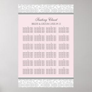 Seekarte Alphabetisches Blush Grau Damaske Poster