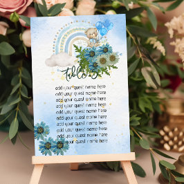 Seekarte Beary Boho Rainbow Blue Ballon Tischnummer