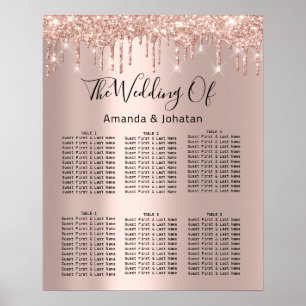 Seekarte Black Wedding Bridal Tropfen Rose Gold Poster