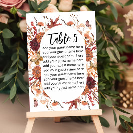 Seekarte Boho Fall rostbordeauxrot Tischnummer