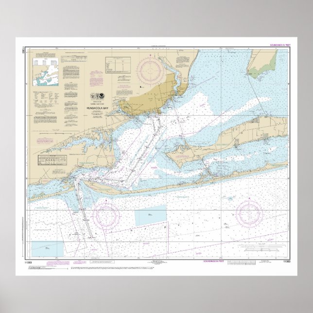 Seekarte der Bucht von Pensacola 11383 Poster (Vorne)
