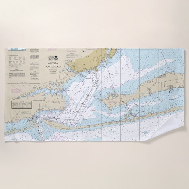 Seekarte der Bucht von Pensacola 11383 Strandtuch (Vorderseite)
