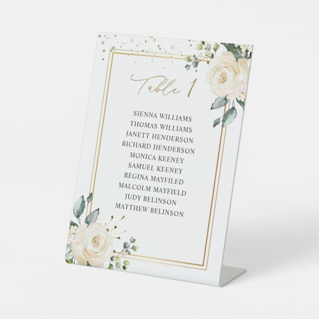 Seekarte der weißen Rosen für die Hochzeit der Tis Sockelschild (Vorderseite)