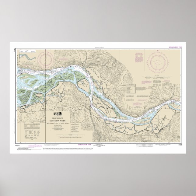 Seekarte des Columbia River 18523 Poster (Vorne)