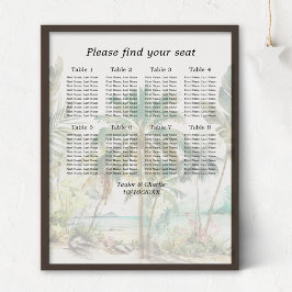 Seekarte des tropischen Strandes für 8 Tische Poster
