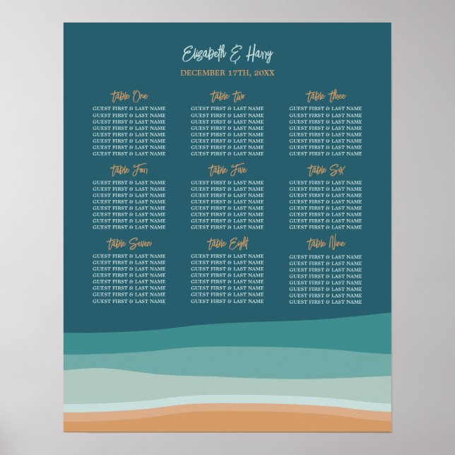 Seekarte für abstrakte Hochzeiten am Strand Poster (Vorne)