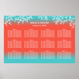 Seekarte für das Korallenriff des tropischen Stran Poster