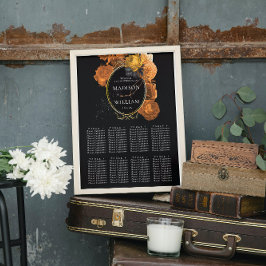 Seekarte für die Hochzeit von Schwarz und Gold Poster