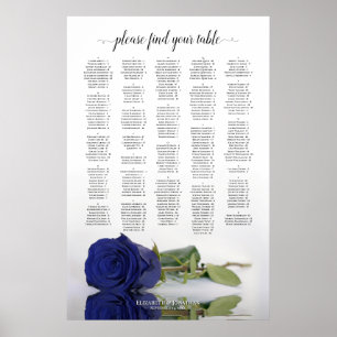 Seekarte für Hochzeiten in Navy Blue Rose Poster