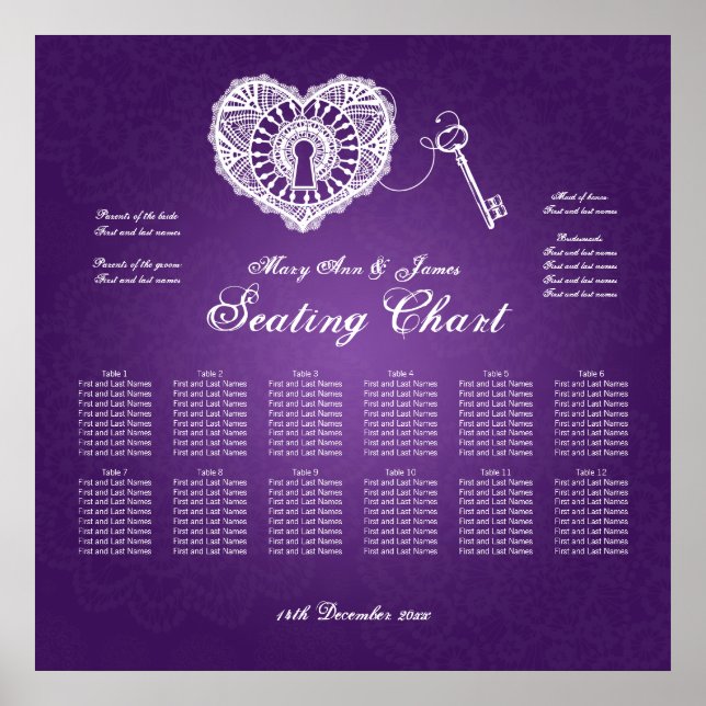 Seekarte für Hochzeiten Lila für mich Poster (Vorne)