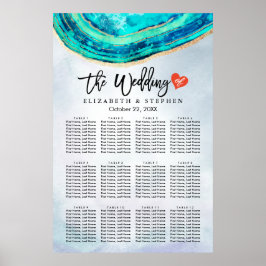 Seekarte für Hochzeiten Wasserfarbe Aquamarin und Poster