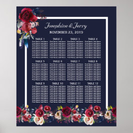 Seekarte für Hochzeitssitze der Marine Burgundy Me Poster