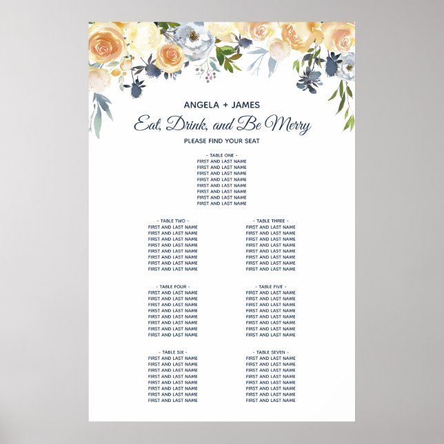 Seekarte für Hochzeitssitze in Blaukorallen Poster (Vorne)