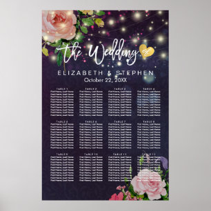 Seekarte für Hochzeitsstichtafeln, Lila, florale S Poster