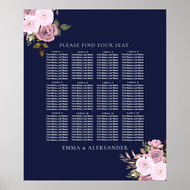 Seekarte für Hochzeitstiege in der Rose Poster (Vorne)