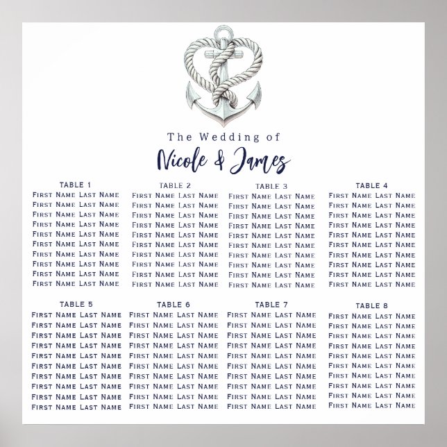 Seekarte für Nautical Heart Rope Poster (Vorne)