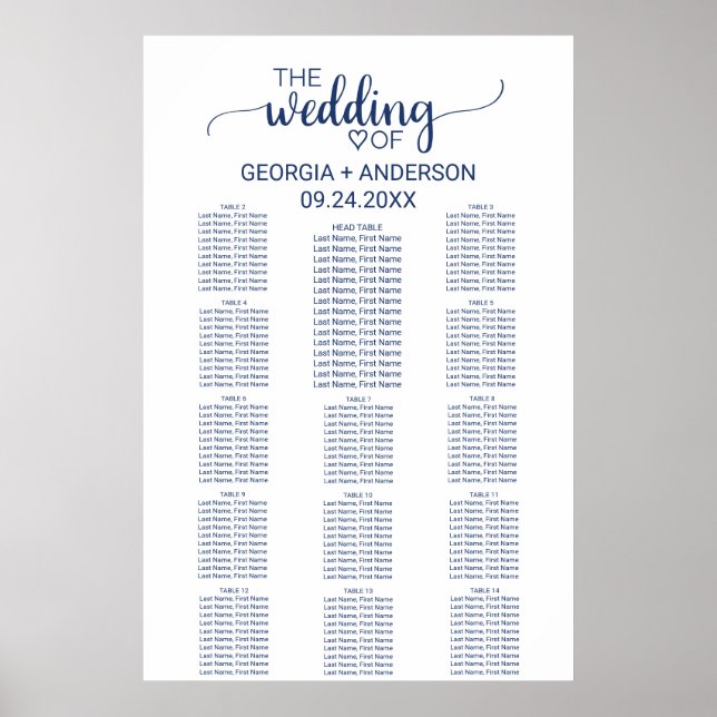 Seekarte für Navy Blue Calligraphy Poster (Vorne)
