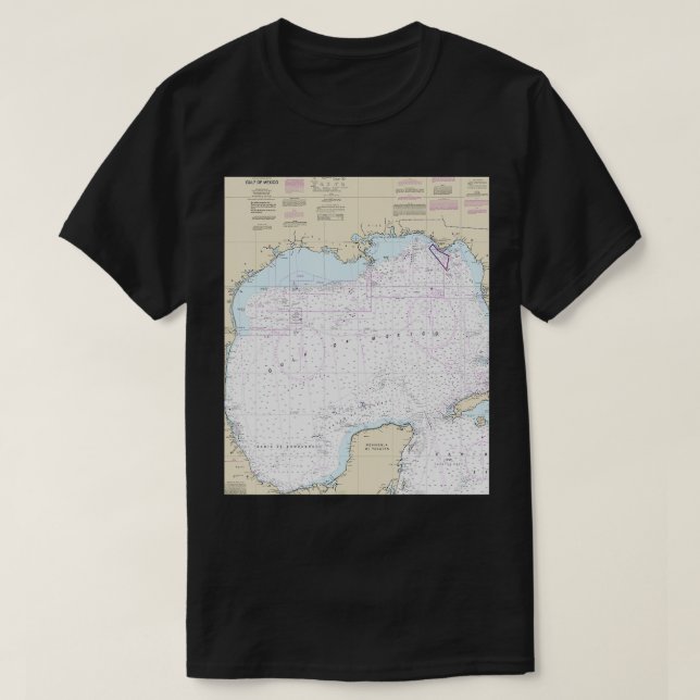 Seekarte Golf von Mexiko T-Shirt (Design vorne)