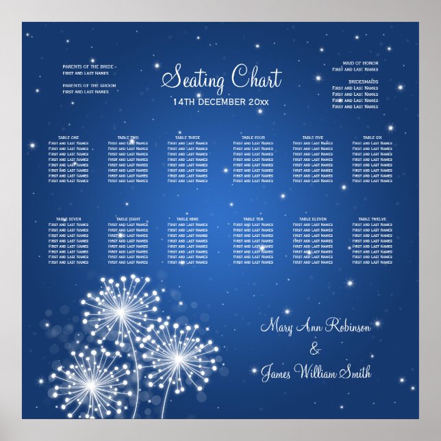 Seekarte Hochzeitsstimmung Sommer Sparkle Sapphire Poster (Vorne)