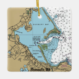 Seekarte Plymouth MA Keramikornament