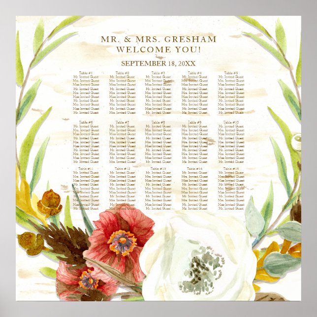 Seekarte Rustikale BOHO-Birke für Bohemische Kränz Poster (Vorne)
