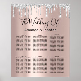 Seekarte Schwarz Grau Silber Tropfen Rose Gold Poster