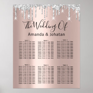 Seekarte Schwarz Grau Silber Tropfen Rose Gold Poster