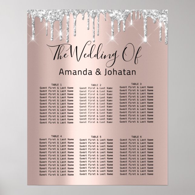 Seekarte Schwarz Grau Silber Tropfen Rose Gold Poster (Vorne)