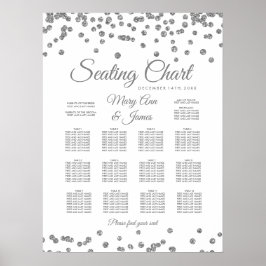 Seekarte Silber Imitate Glitzer Confetti Weiß Poster
