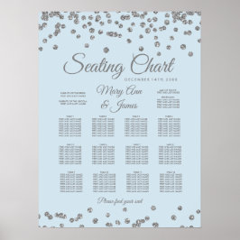 Seekarte Silver Glitzer Confetti Ice Blue Poster