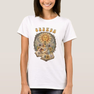 Seeker Retro Sun & Mystische Bücher T-Shirt