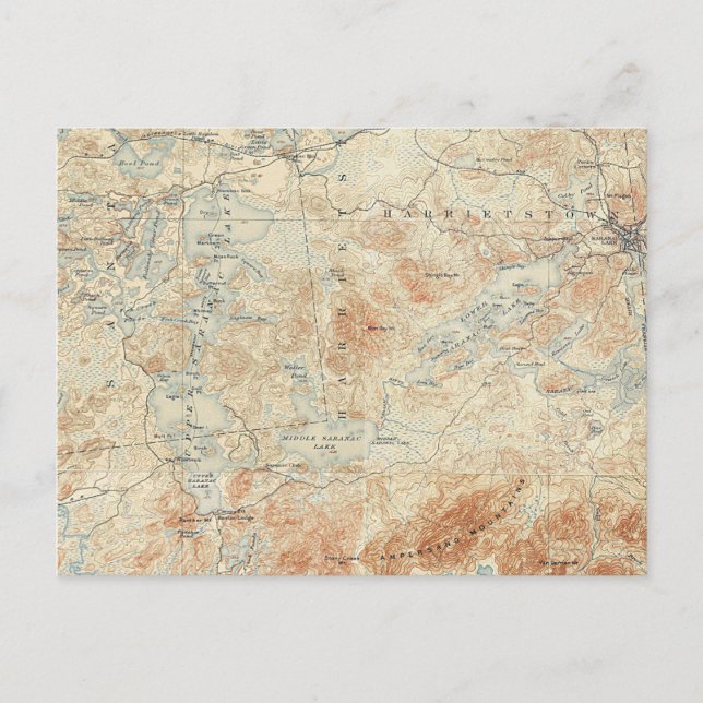 Seekette Saranac (Untere, Mittel- und Obere Seen) Postkarte (Vorderseite)