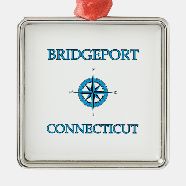 Seekompass-Rose Bridgeports Connecticut Silbernes Ornament (Vorne)