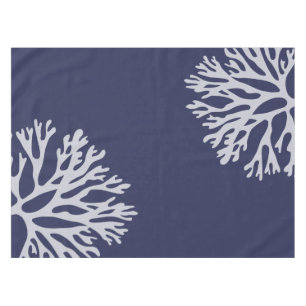 Seekorallenrote Silhouetten (DK. Seeblau) Tischdecke