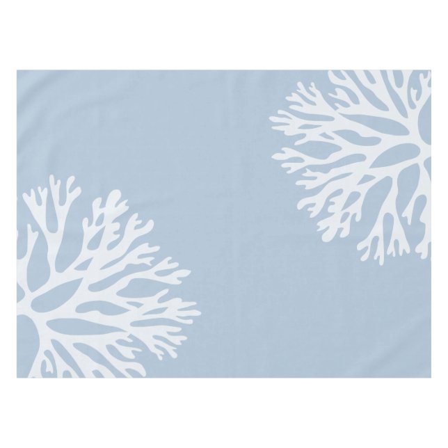 Seekorallenrote Silhouetten (verwittertes Blau) Tischdecke (Vorderseite (Horizontal))