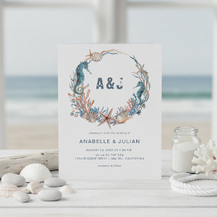 Seekranz   Rustic Beach Monogram Wedding Einladung