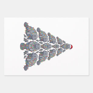 Seekuh-Weihnachtsbaum-Santa-Hut-Weihnachtsbeleucht Geschenkpapier Set