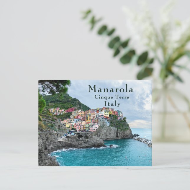 Seeküste Cinque Terre Manarola Riomaggiore Italien Postkarte (Stehend Vorderseite)