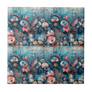 Seelachs lustige Fischbewohner Fliese