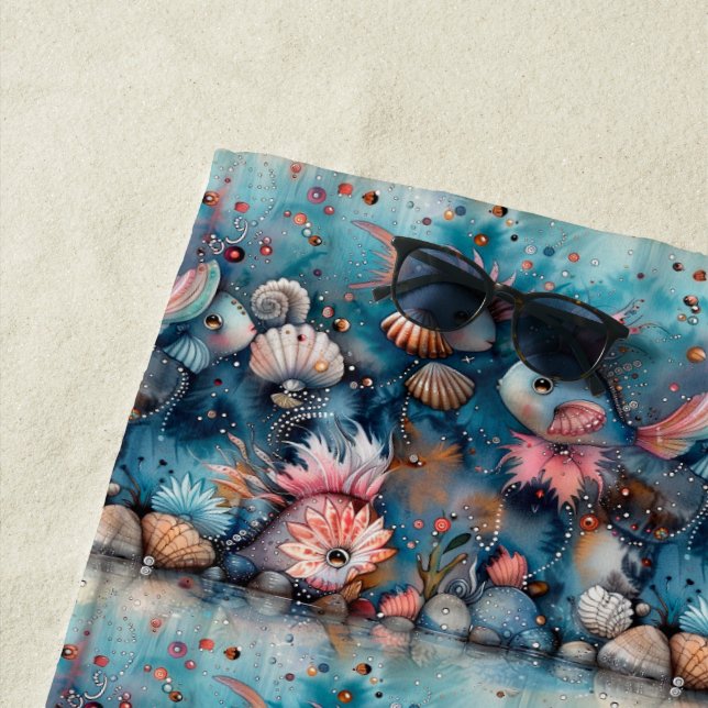 Seelachs lustige Fischbewohner Strandtuch (Beispiel)