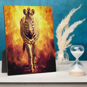 Seele des Zebras des Dschungels Goldenes Ölgemälde Fotoplatte