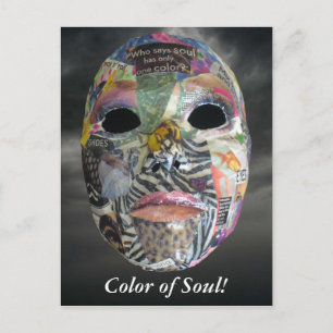 Seele kommt in allen Farben Maske Postkarte