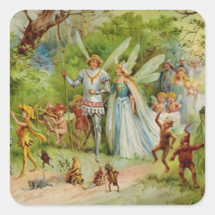 Seelenprinz und Thumbelina im Zauberwald Quadratischer Aufkleber