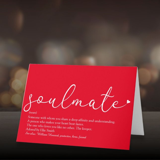 Seelenverwandter Definition Schrift Liebe Herz Rot Karte (Soulmate Definition Script Love Heart Red Card)