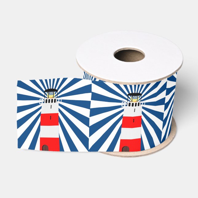 Seeleuchtturm mit Strahlen Ripsband (Spule)